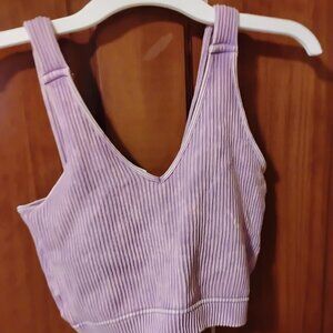 light purple ribbed cropped tank
